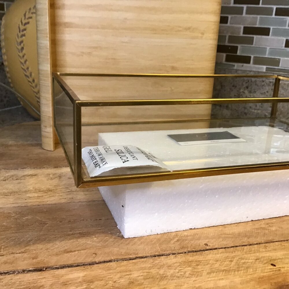 NIB Home Details Vintage Keepsake Tray Glass and Metal